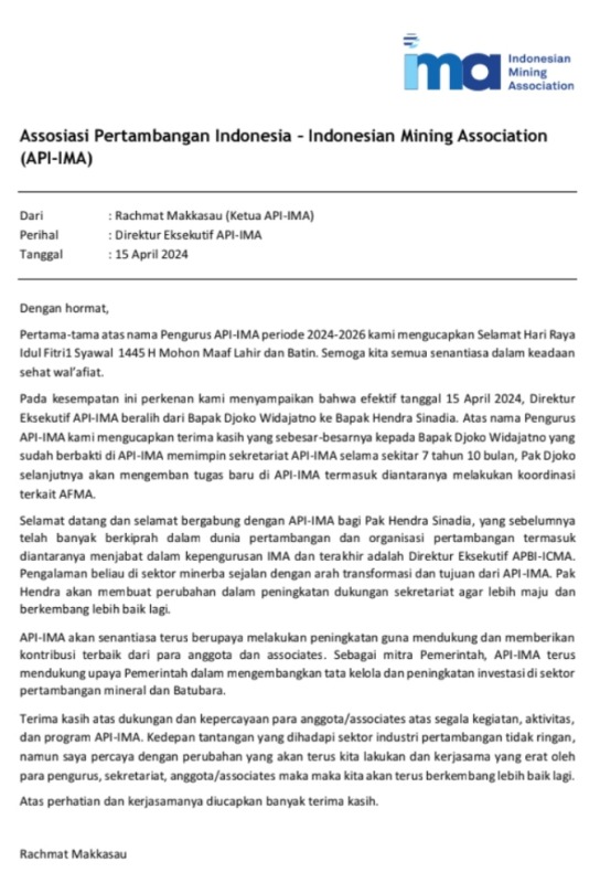 Hendra Sinadia Resmi Jabat Direktur Eksekutif API-IMA - SuaraEnergi.com